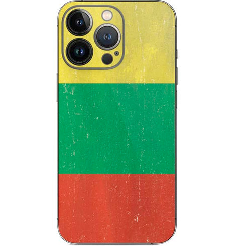 Lithuania Flag Distressed iPhone 14 Pro Skin